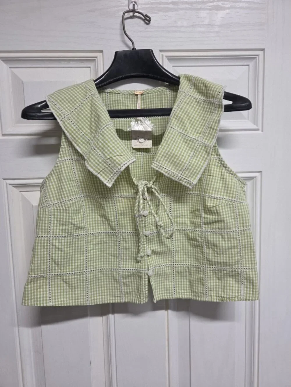 Free People Womens Blouse Green Plaid Size Small NWT